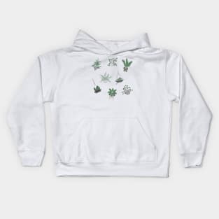 Cute Green and Black and White Plant Drawing Kids Hoodie